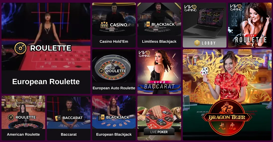 Live casino and table games at Candyland Casino